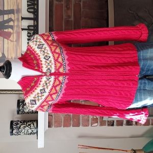 Red Faire isle cardigan sweater